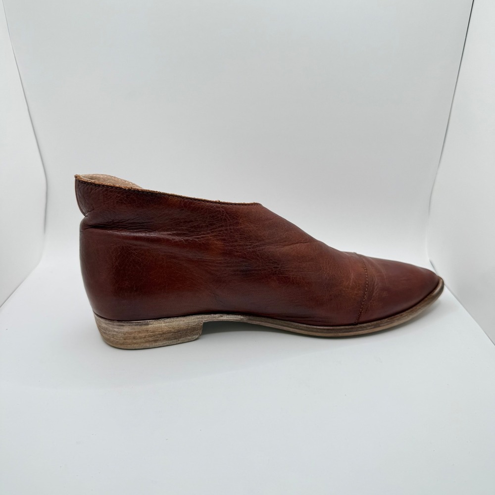 Free People Royale Flat Brown Leather Pointed Toe DOrsay Slip On Shoes 41 - Picture 5 of 10